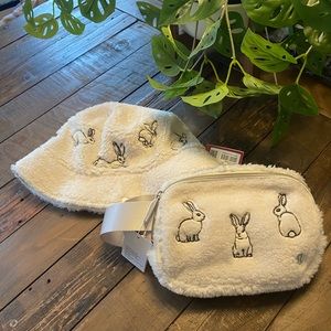 Lululemon New Year Rabbit Everywhere belt bag & Fleece bucket hat bundle. NWT